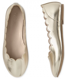 Childrens Place Gold Scalloped Ballet Flats